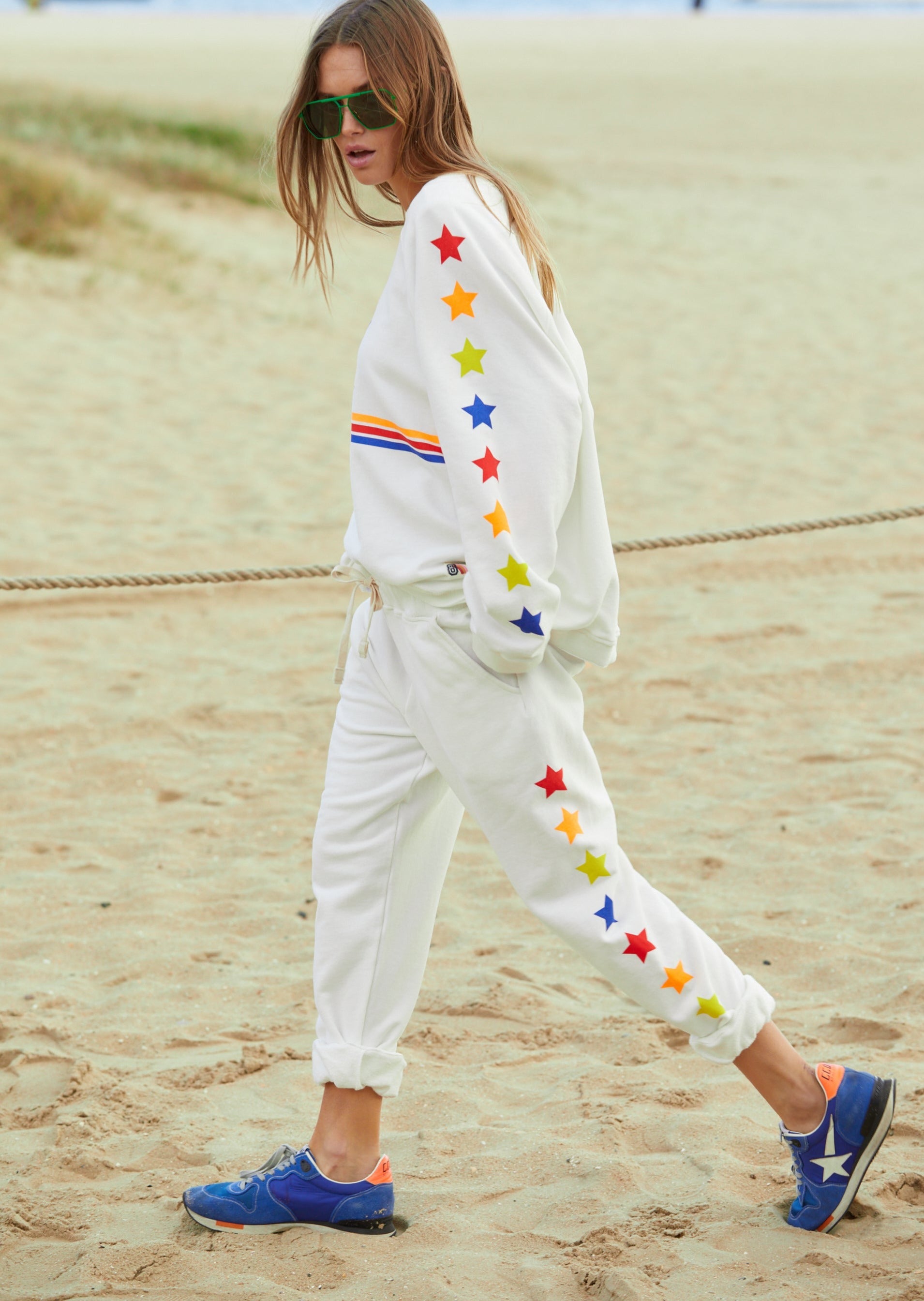 HAMMILL & CO LIGHTENING RETRO OFF WHITE TRACK PANTCAT HAMMILL