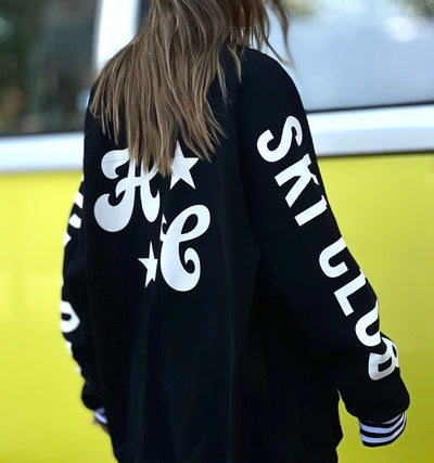 SKI OVERSIZED  STRIPE CUFF SWEAT - BLACK