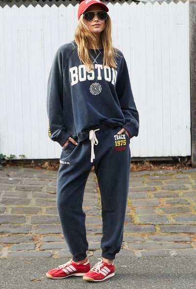 TRACK & FIELD  VINTAGE TRACK PANT - STONE WASHED NAVY
