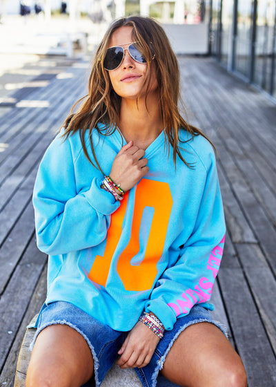 HIGH LOW RETRO 10 SWEAT - AQUA