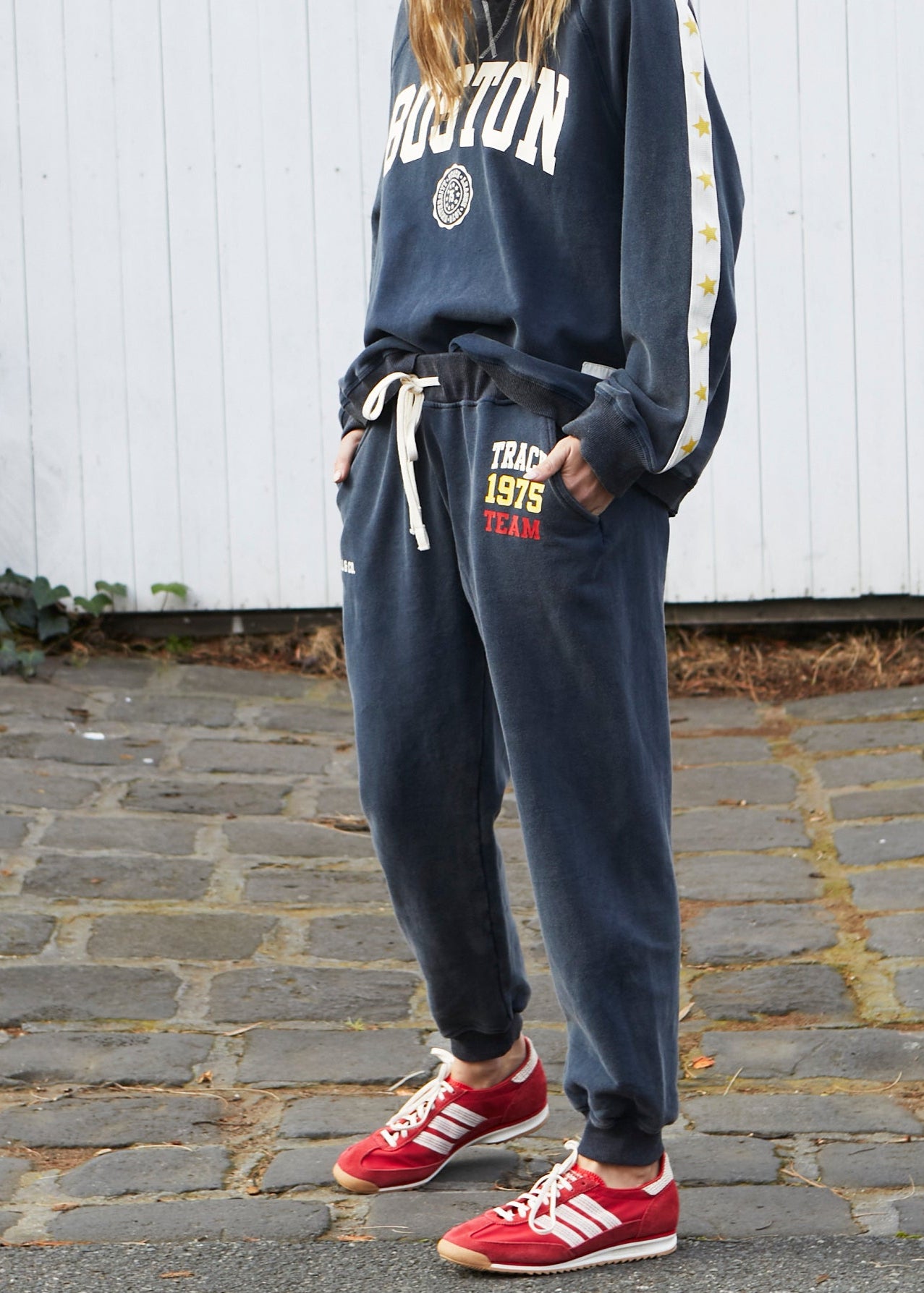 TRACK & FIELD  VINTAGE TRACK PANT - STONE WASHED NAVY