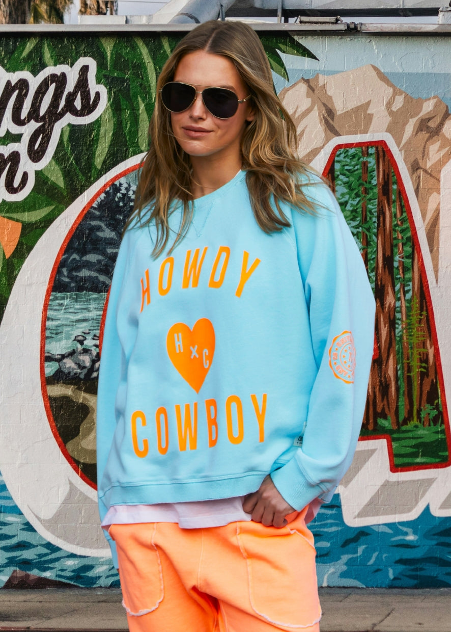 HOWDY COWBOY AQUA SWEAT