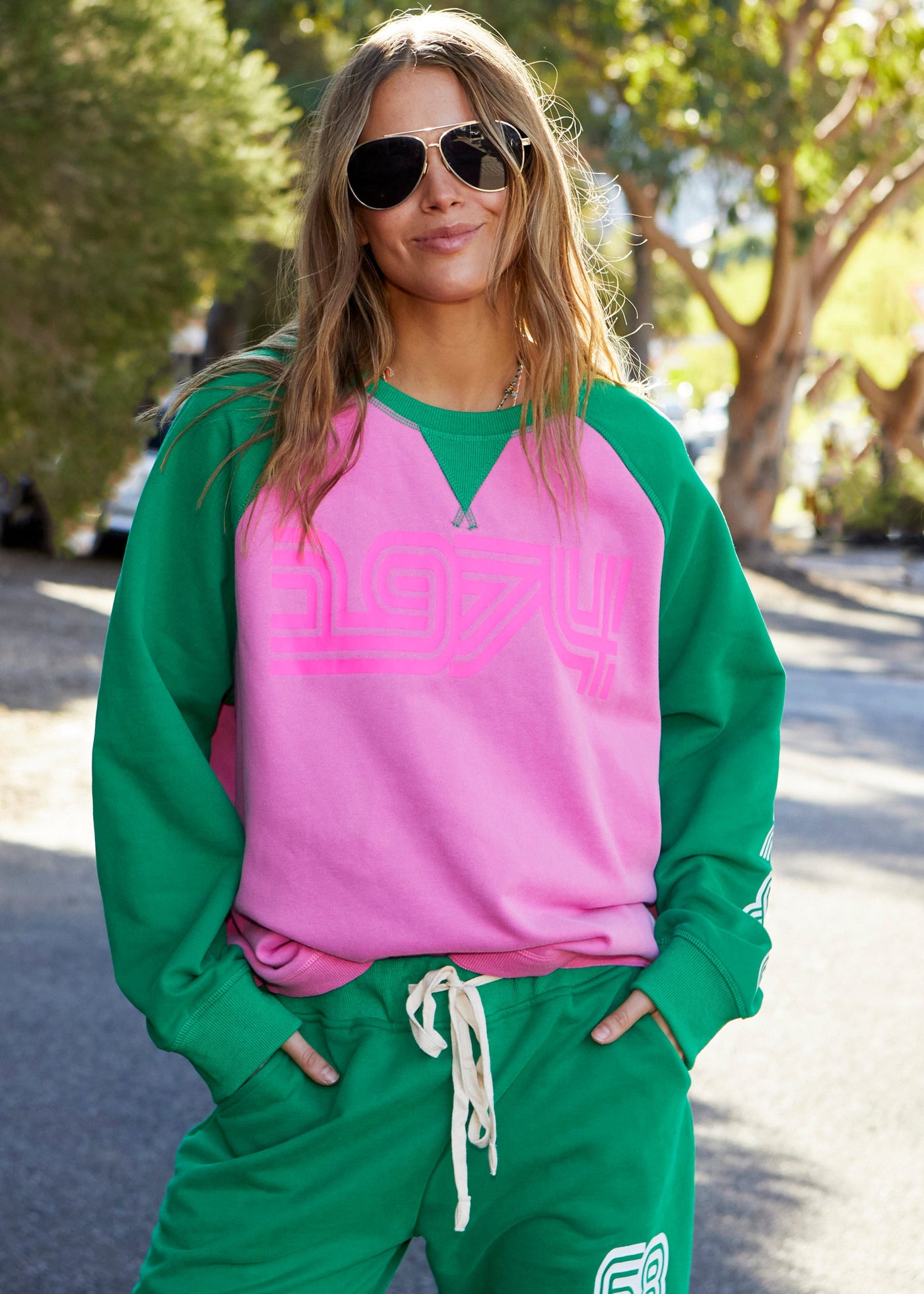 RETRO 1974 PINK/GREEN SWEAT