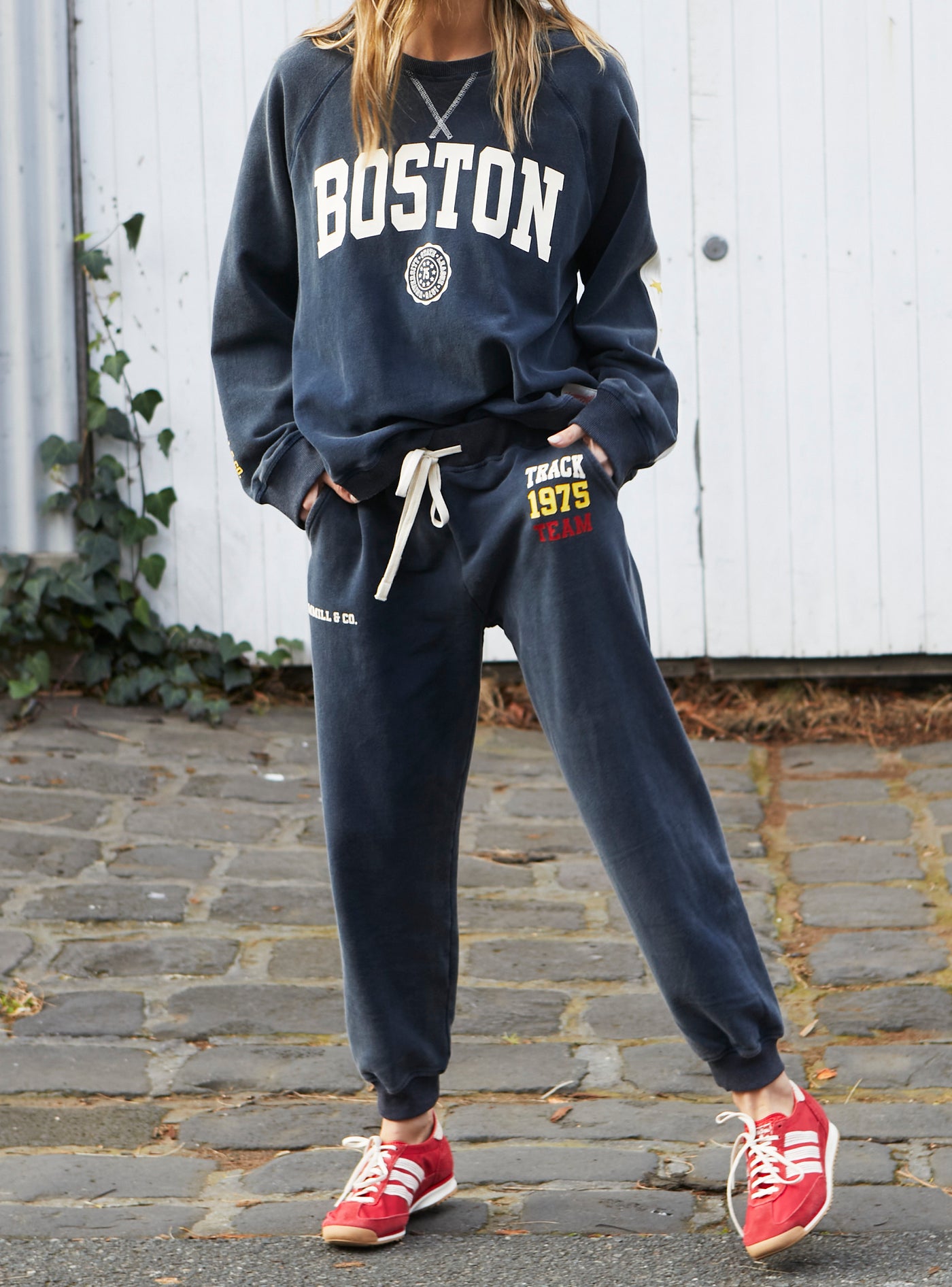 TRACK & FIELD  VINTAGE TRACK PANT - STONE WASHED NAVY