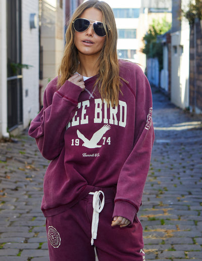 PREPPY FREE BIRD SWEAT - WASHED PLUM
