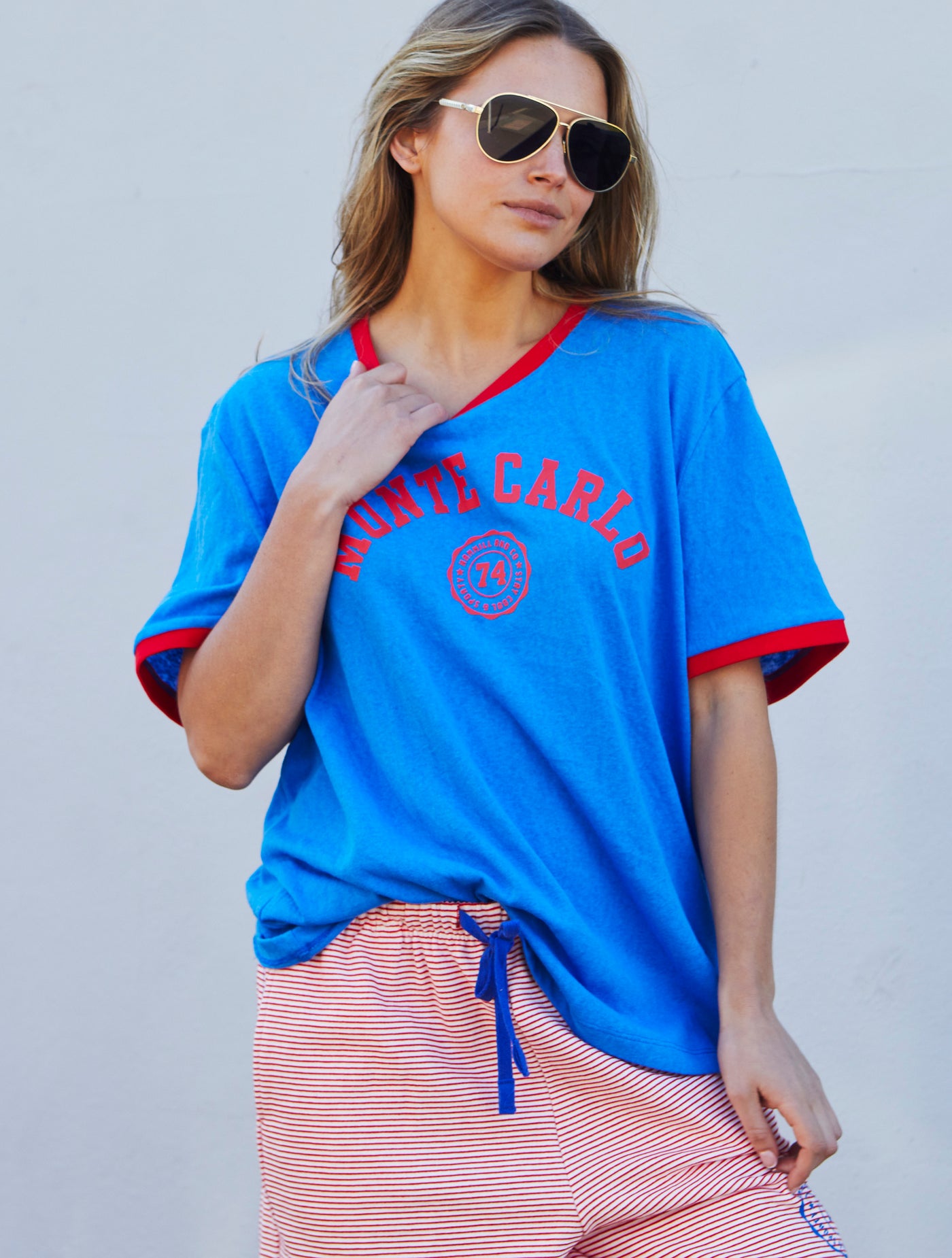 RIVIERA TEE - BLUE/RED