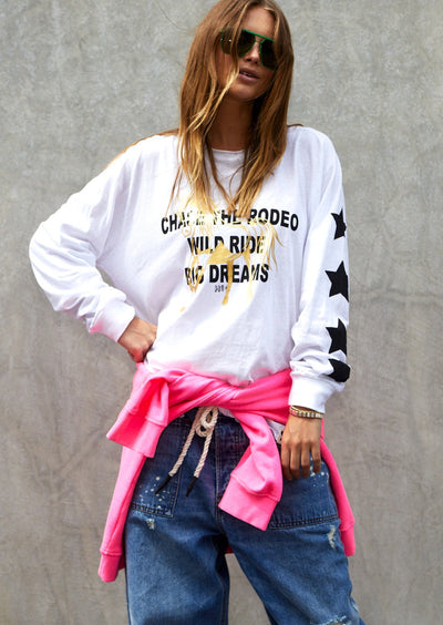 WHITE RODEO L/S TEE