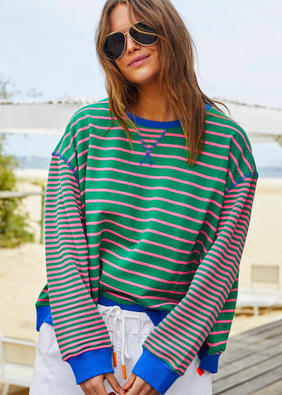 STRIPE SWEAT - GREEN/PINK - SALE