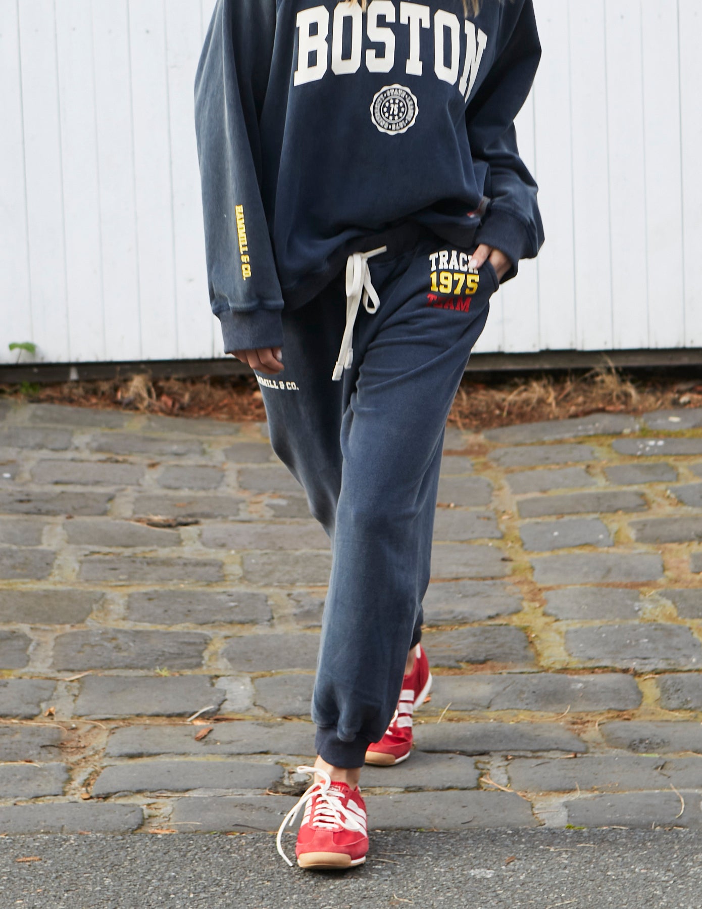 TRACK & FIELD  VINTAGE TRACK PANT - STONE WASHED NAVY