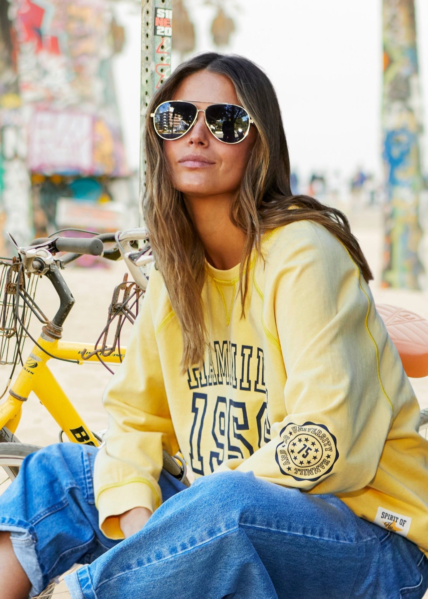 HAMMILL & CO LOGO VINTAGE WASH SWEAT - LEMON