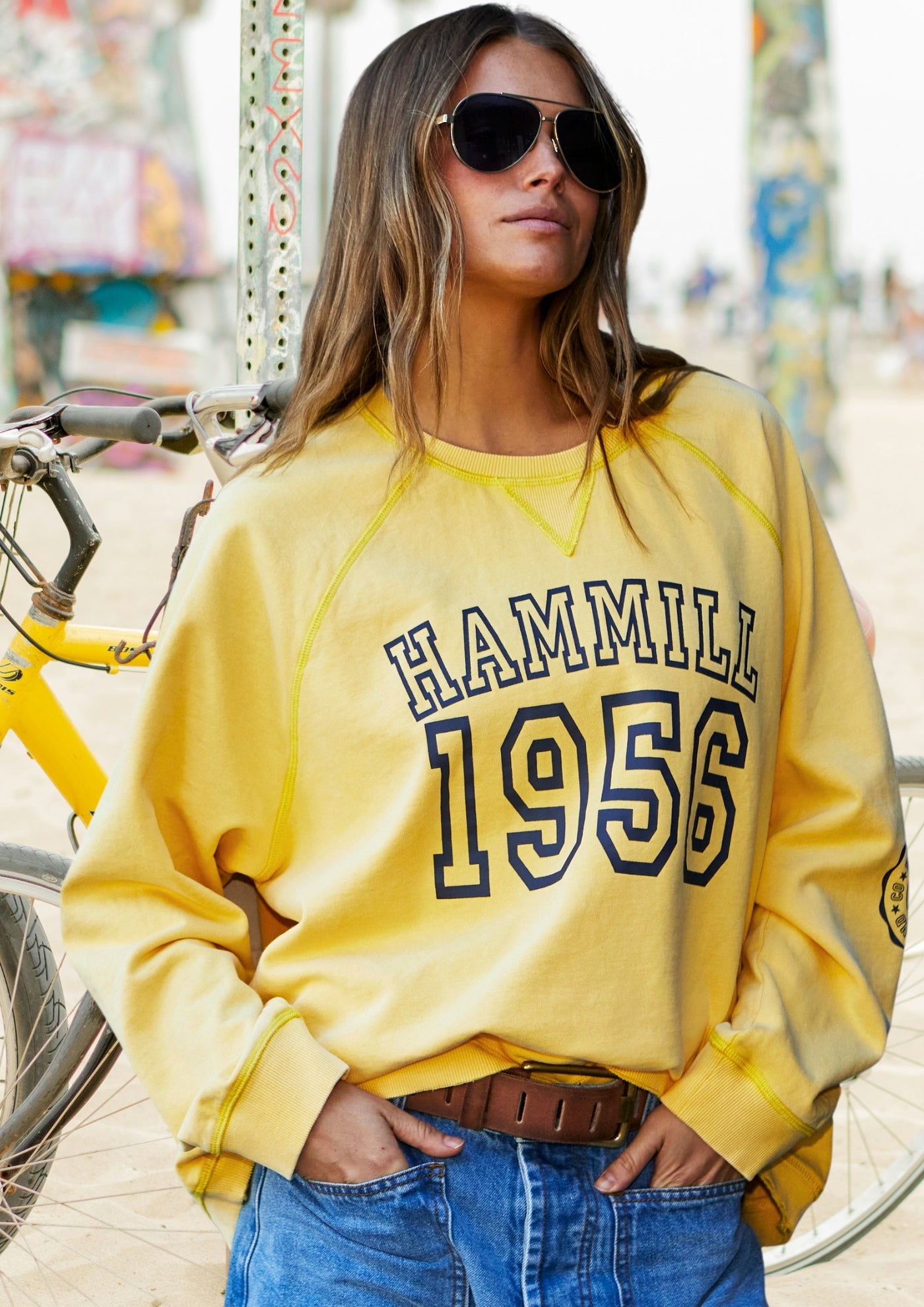 HAMMILL & CO LOGO VINTAGE WASH SWEAT - LEMON