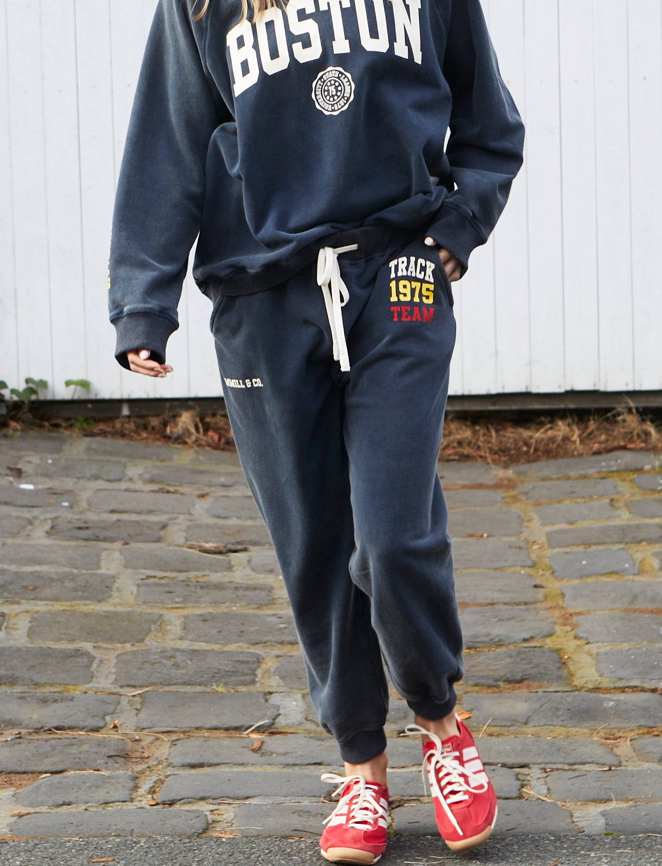 TRACK & FIELD  VINTAGE TRACK PANT - STONE WASHED NAVY