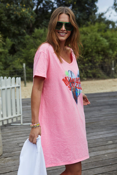 JERSEY BEACH DRESS - PINK - SALE