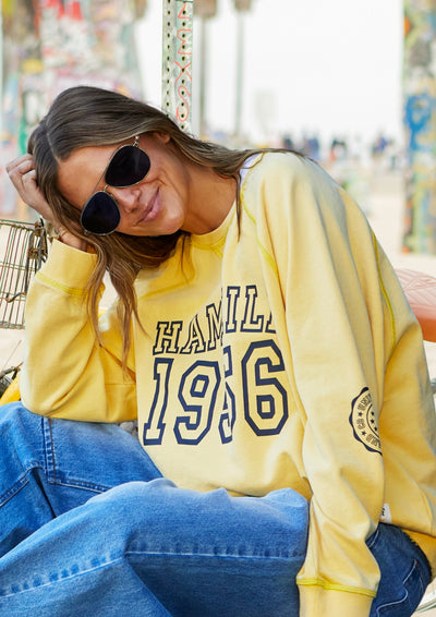 HAMMILL & CO LOGO VINTAGE WASH SWEAT - LEMON