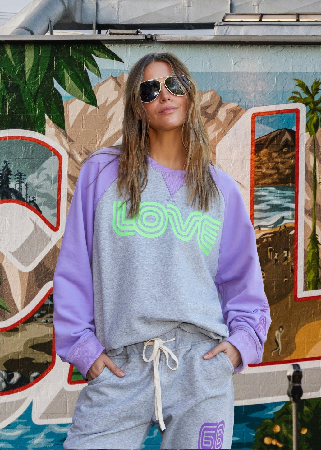 RETRO LOVE MAUVE/GREY SWEAT