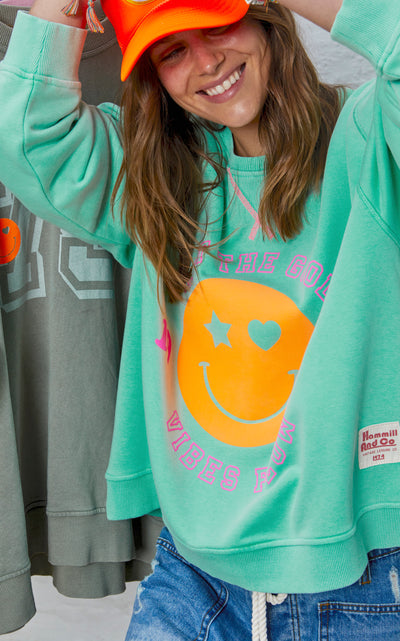 SMILY WASHED SWEAT - MINT