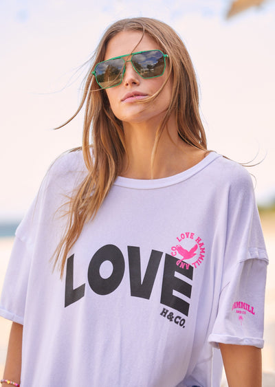 LOVE OVERSIZED TEE WITH SIDE SPLITS - WHITE