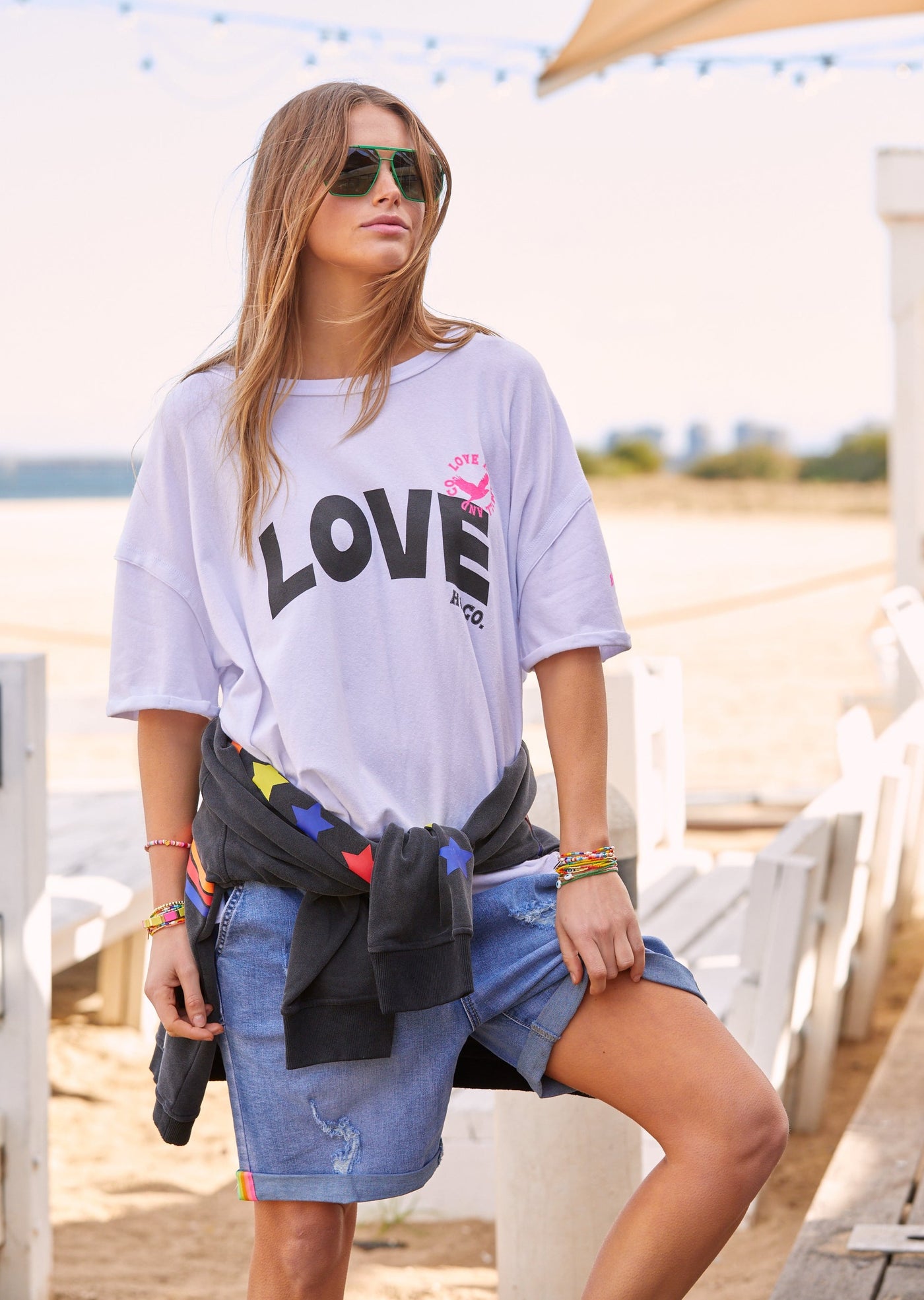 LOVE OVERSIZED TEE WITH SIDE SPLITS - WHITE