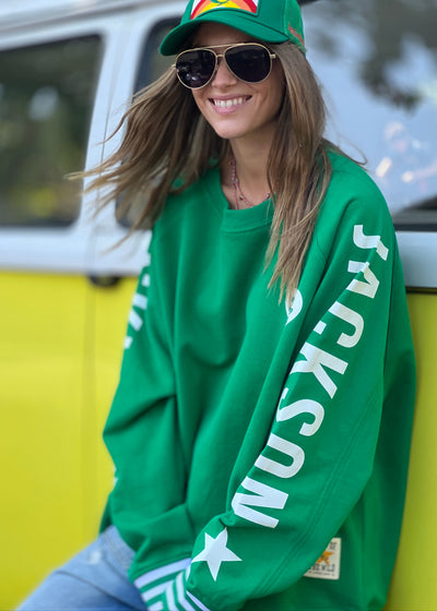 SKI OVERSIZED  STRIPE CUFF SWEAT - GREEN