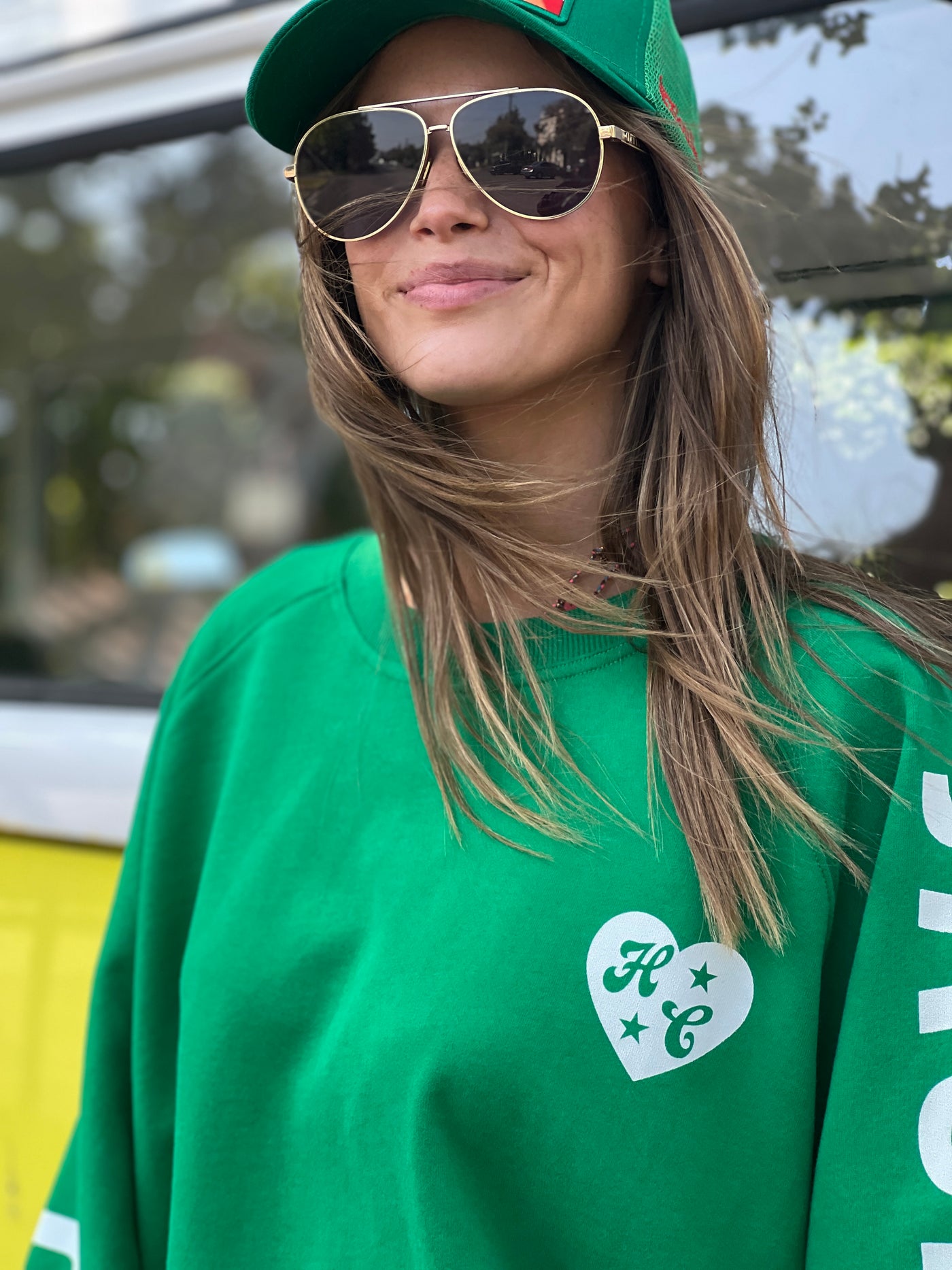 SKI OVERSIZED  STRIPE CUFF SWEAT - GREEN