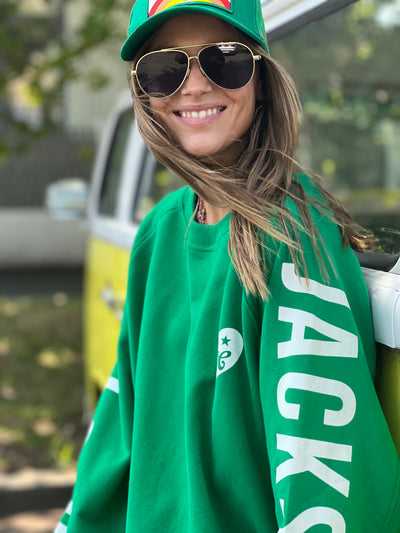 SKI OVERSIZED  STRIPE CUFF SWEAT - GREEN