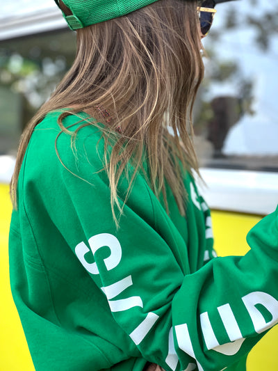 SKI OVERSIZED  STRIPE CUFF SWEAT - GREEN