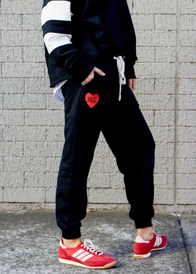BLACK LOGO TRACK PANTS - BLACK