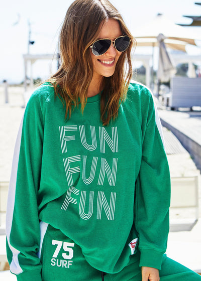 FUN TOWELLING LONGER SWEAT - GREEN