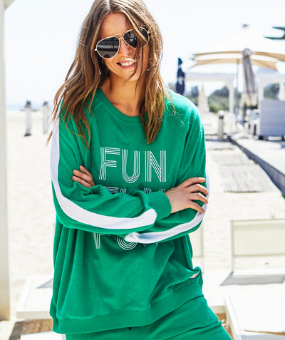 FUN TOWELLING LONGER SWEAT - GREEN