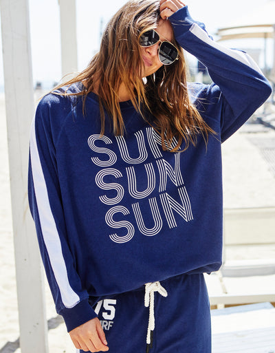 SUN TOWELLING LONGER SWEAT - NAVY