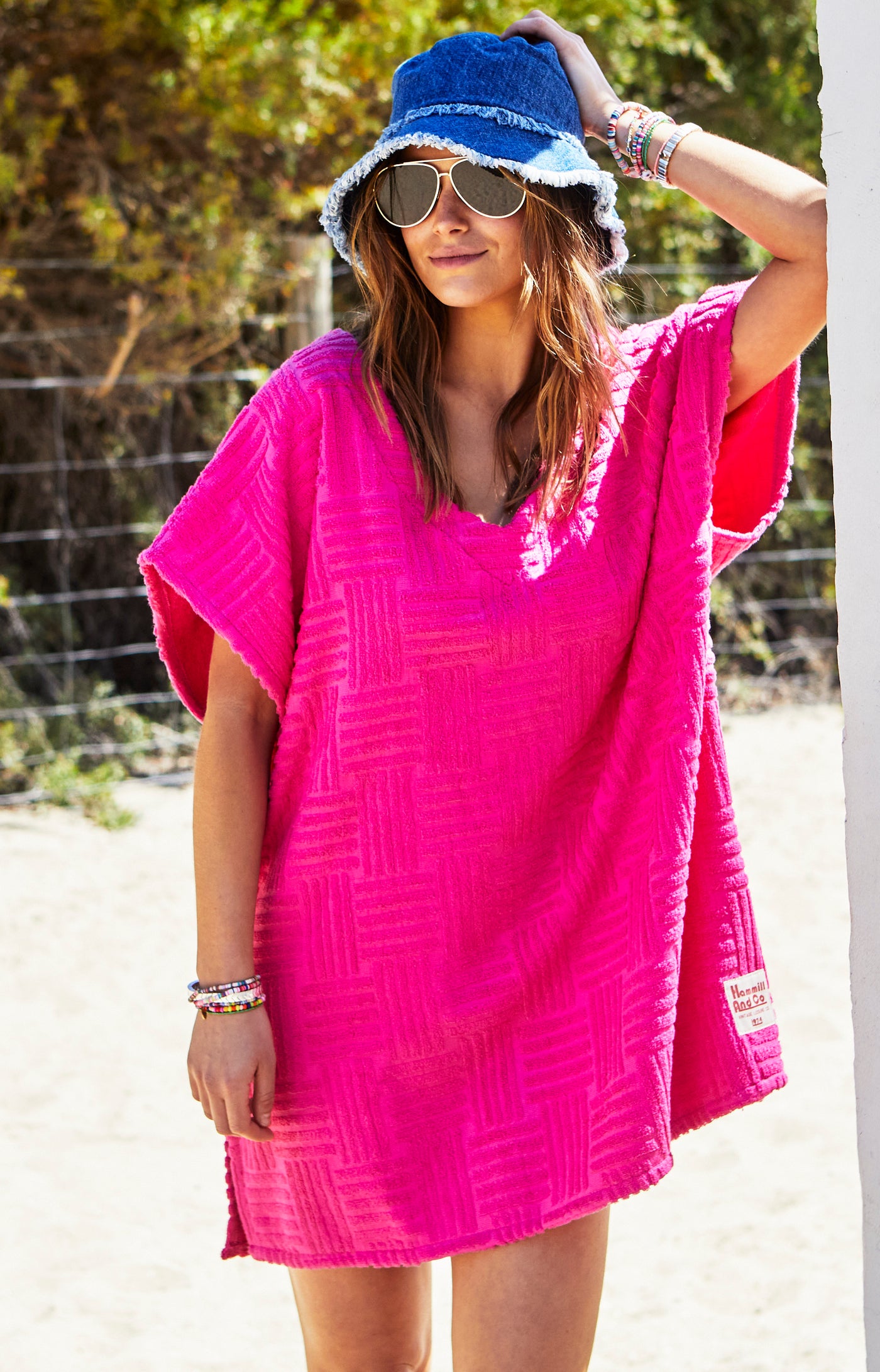 TOWELLING BEACH COVER UP - PINK