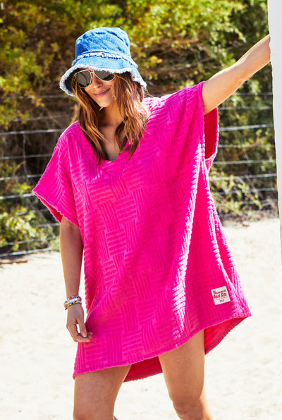 TOWELLING BEACH COVER UP - PINK