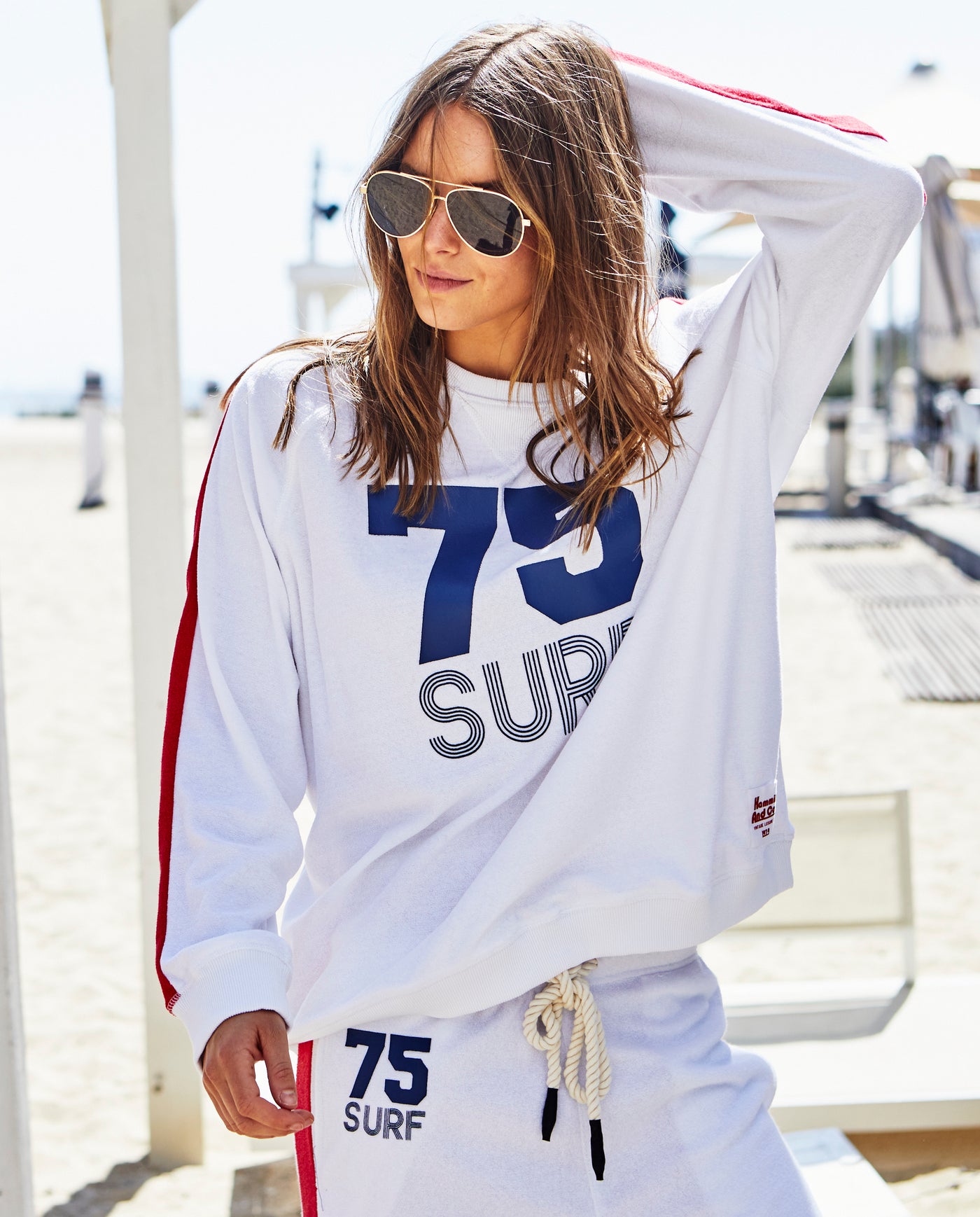 75 TOWELLING LONGER SWEAT - WHITE