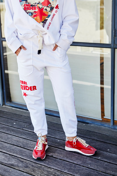 BASIC FREE RIDER TRACK PANT - WHITE - SALE