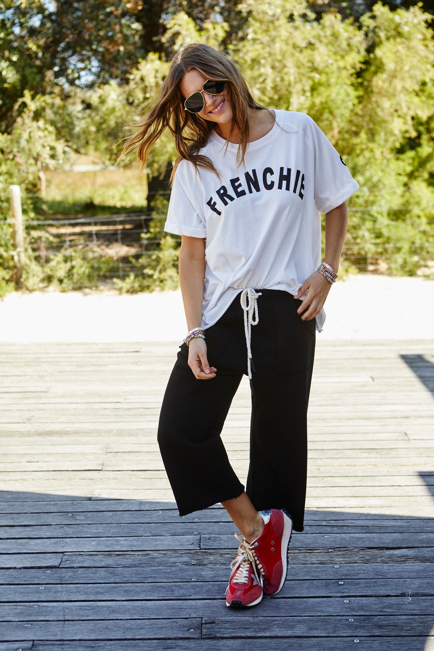 FRENCHIE CROP TRACK PANT - BLACK