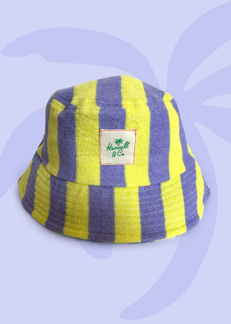 STRIPE BUCKET HAT - MAUVE/LEMON