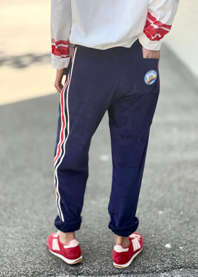 SPORTY VELOUR TRACK PANT - NAVY