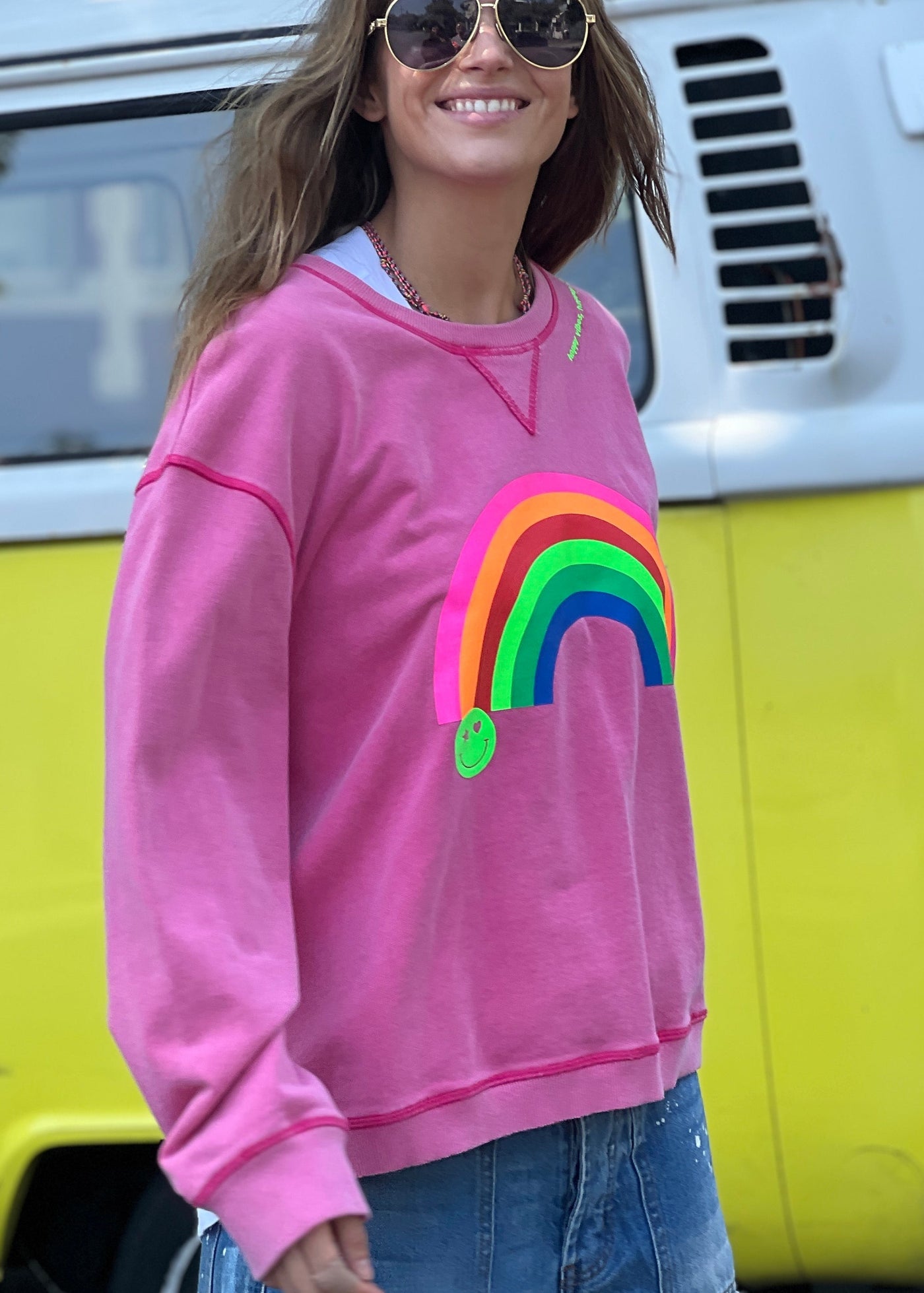 VINTAGE RAINBOW SWEAT - WASHED PINK