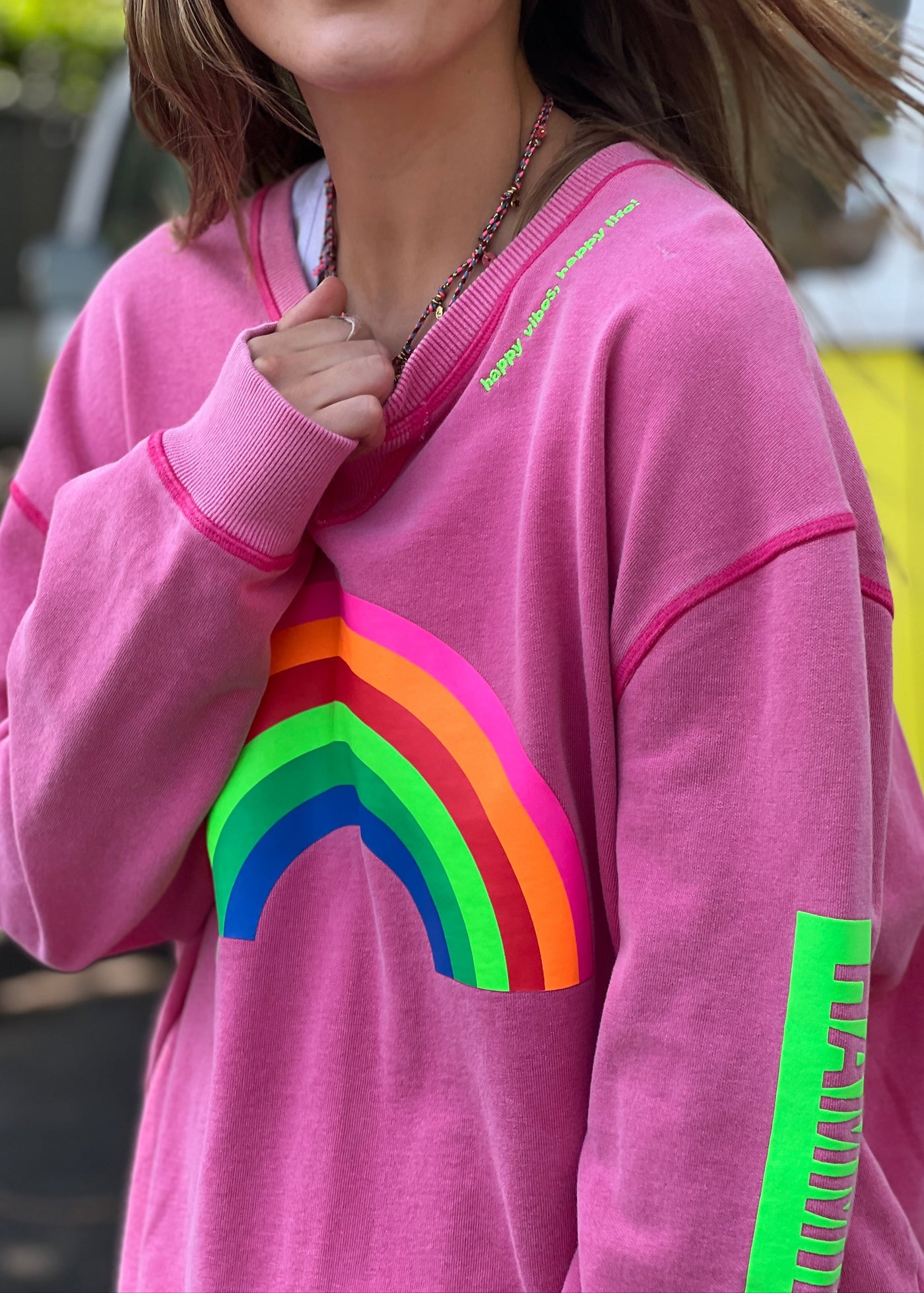 VINTAGE RAINBOW SWEAT - WASHED PINK