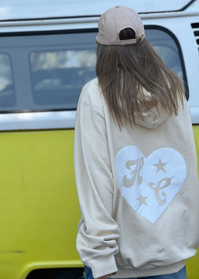 Hammill & Co Slouchy hoody with front pocket is featured in a soft unbrushed cotton with contrast white stitching around the sleeve.