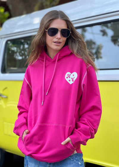Hammill & Co Slouchy hoody with front pocket is featured in a soft unbrushed cotton with contrast white stitching around the sleeve.