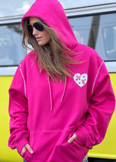 Hammill & Co Slouchy hoody with front pocket is featured in a soft unbrushed cotton with contrast white stitching around the sleeve.