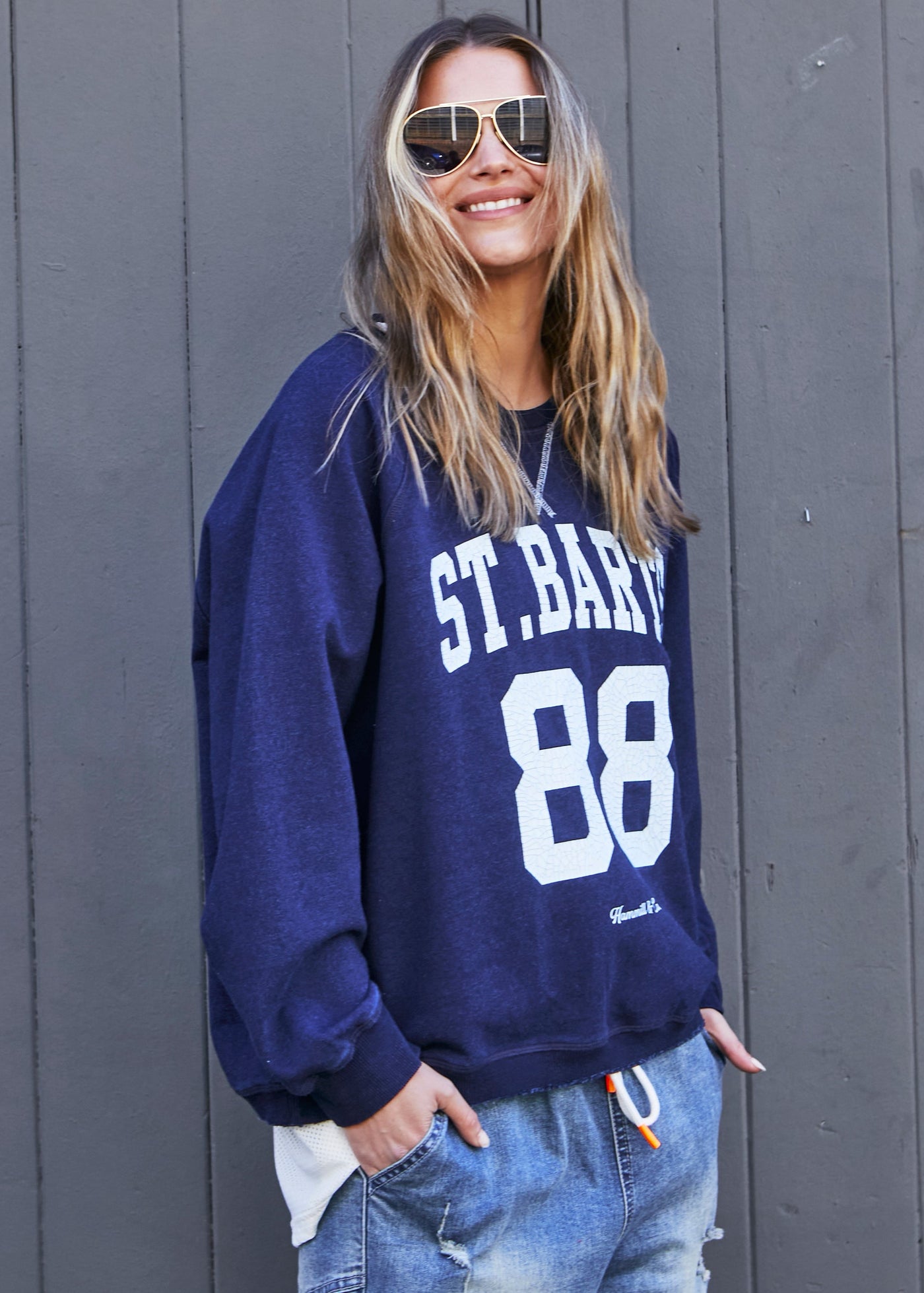 PREPPY ST BARTS 88 SWEAT - NAVY