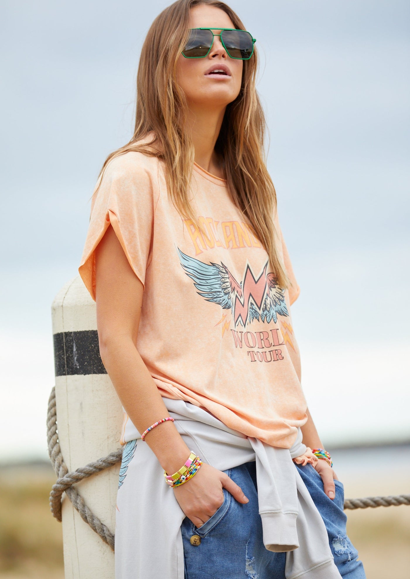 VINTAGE ROCK AND ROLL TEE - WASHED ORANGE