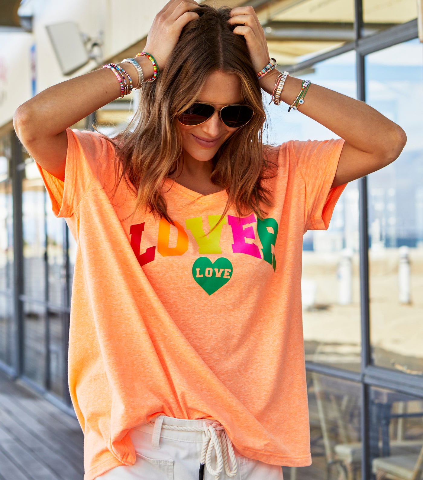 V-NECK LOVER TEE - ORANGE