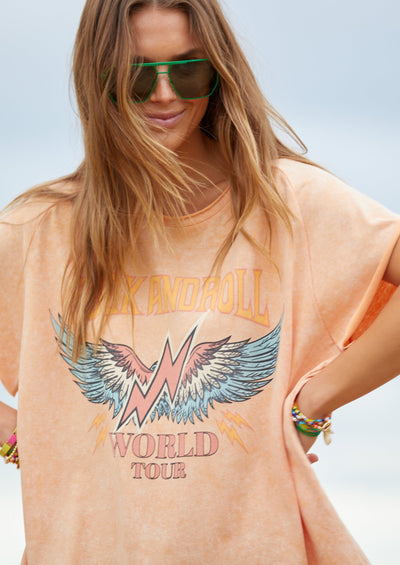 VINTAGE ROCK AND ROLL TEE - WASHED ORANGE