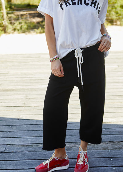 FRENCHIE CROP TRACK PANT - BLACK