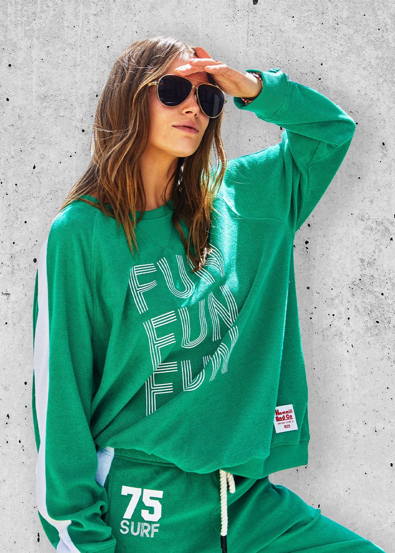 FUN TOWELLING LONGER SWEAT - GREEN