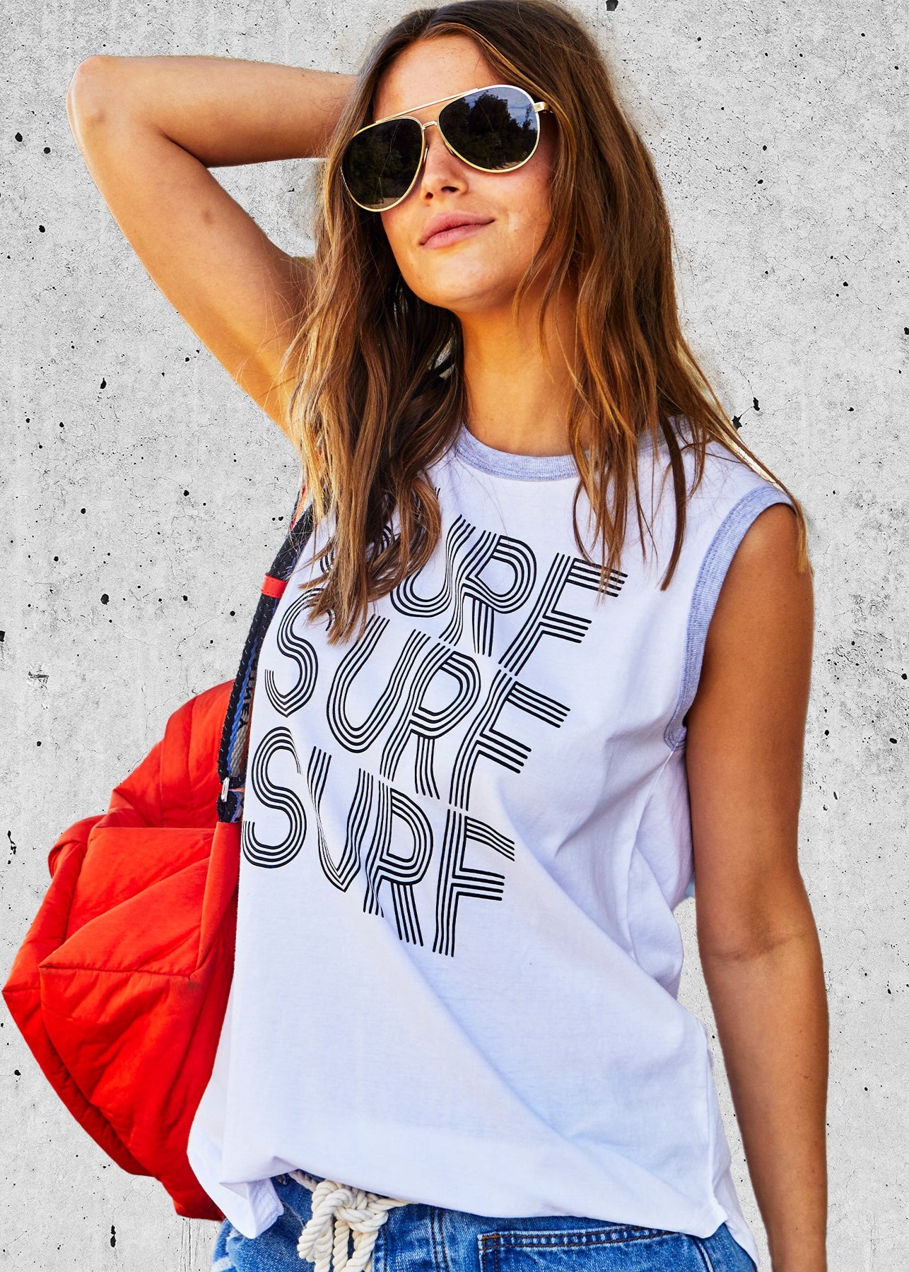 SURF SUMMER TANK - WHITE/BLACK