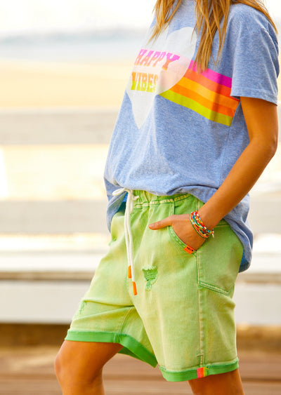 VINTAGE GREEN DENIM SHORT